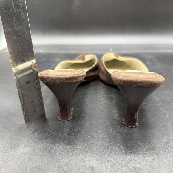 Talbots Vintage Brown Suede Kitten Heel Pointed Toe Mule Womens Size 7B - Picture 4 of 7